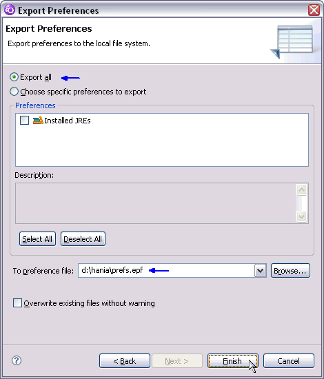 export preferences wizard